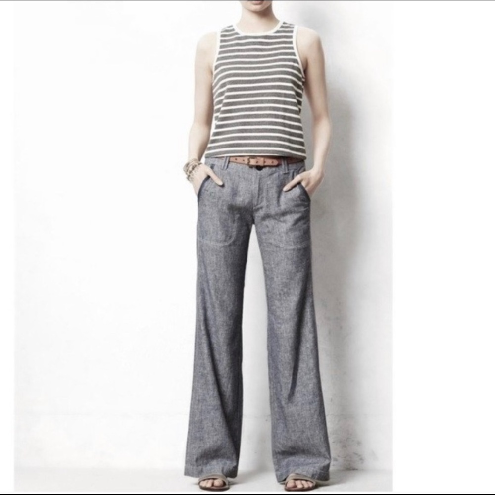 Anthropologie Linen Wide Leg Pants | size 8